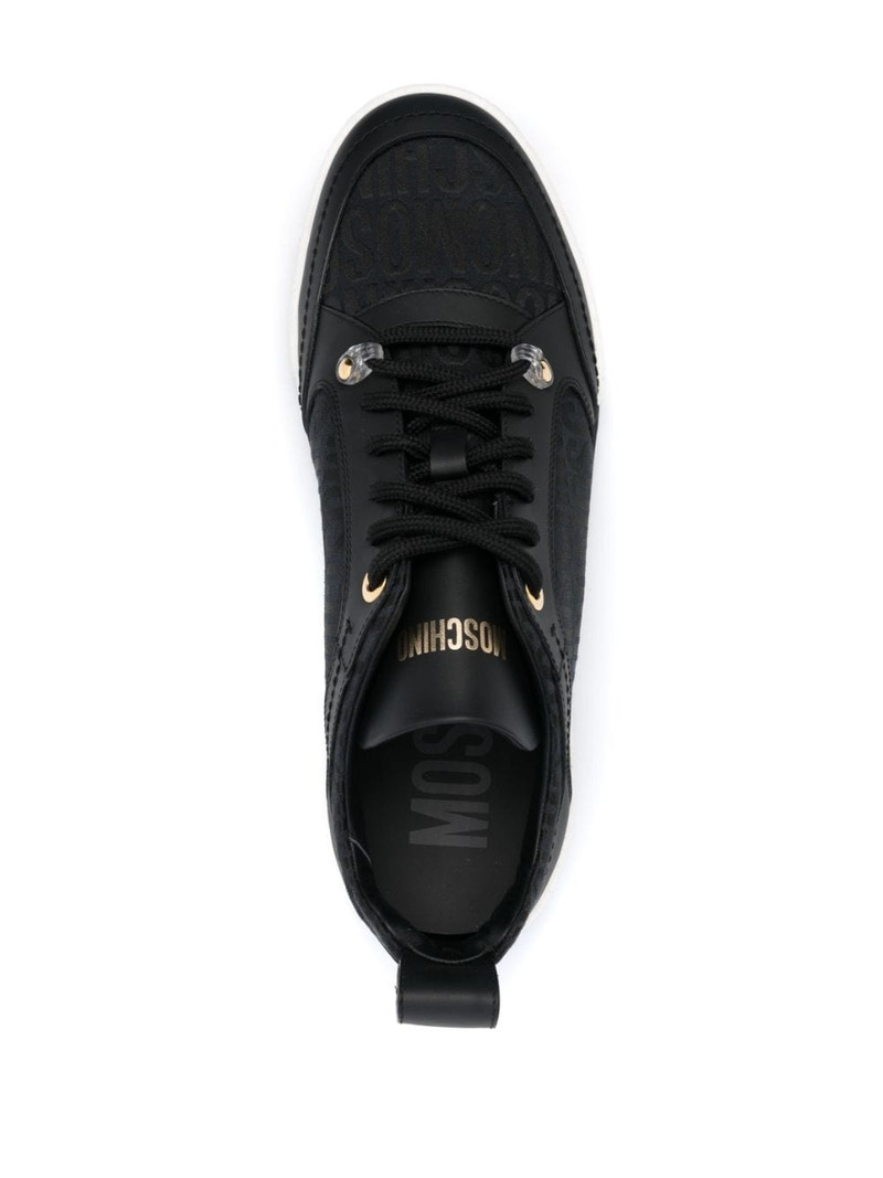logo-patterned jacquard leather sneakers 4