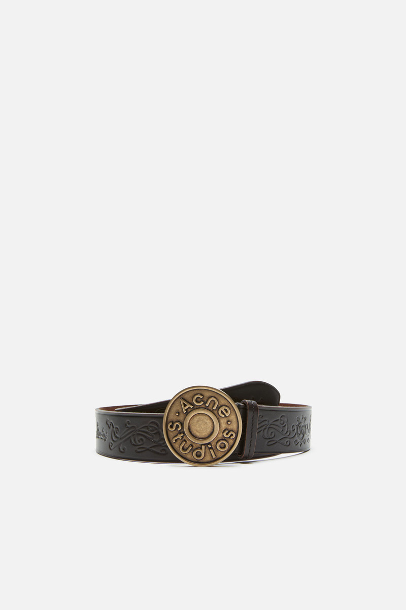 Leather logo buckle belt - Black/camel 1