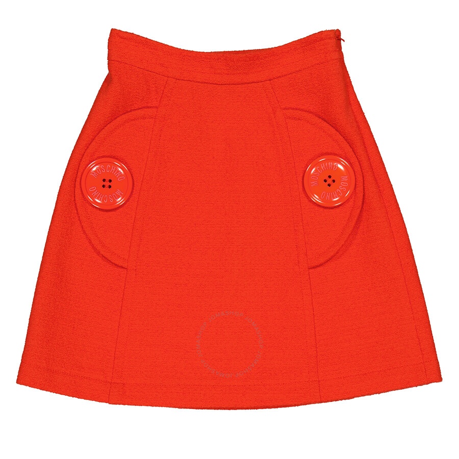 Moschino Ladies Red Flap Pockets A-Line Skirt - 5