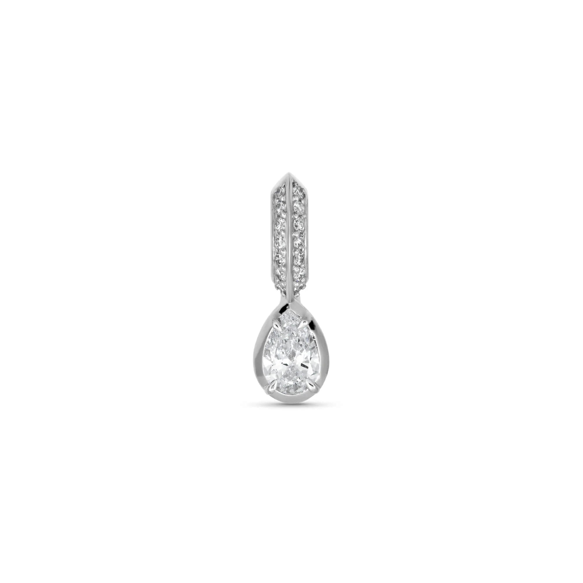 Cluny LAB-Created Pear Diamond Silver Charm - 1