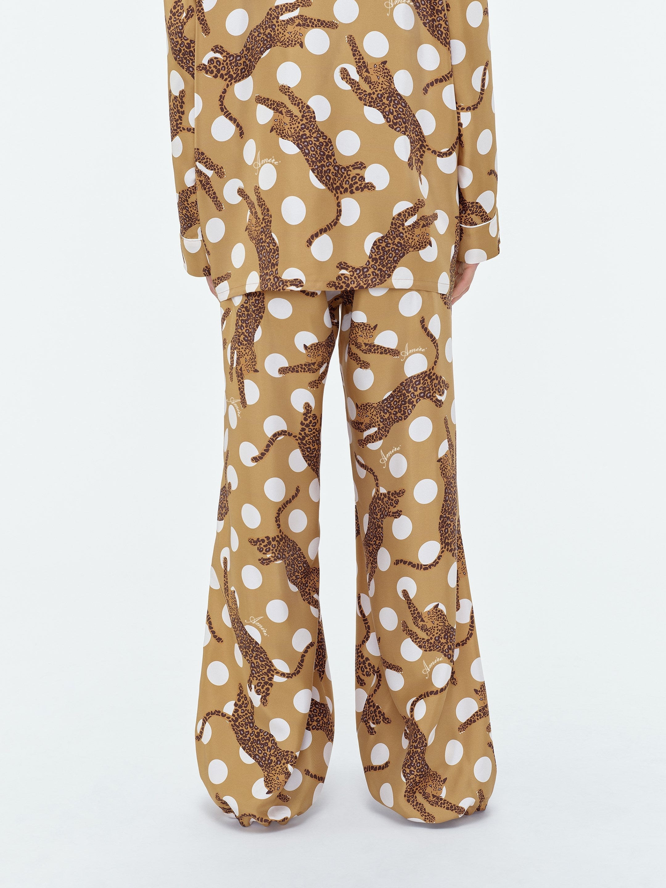 LEOPARD PAPERBAG SILK PANT - 4