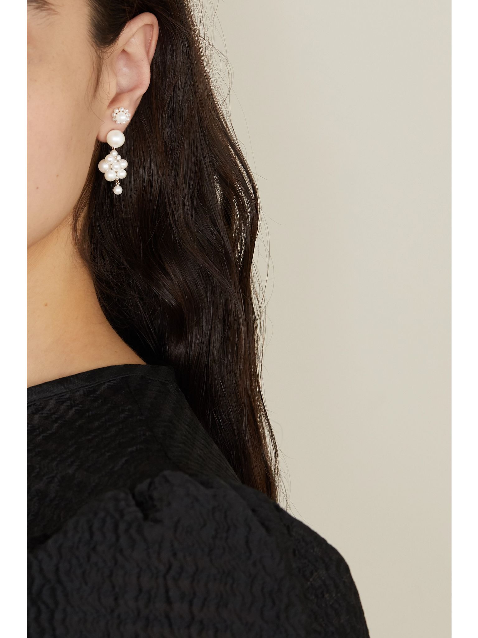 Botticelli 14-karat gold pearl earrings Gold - 2