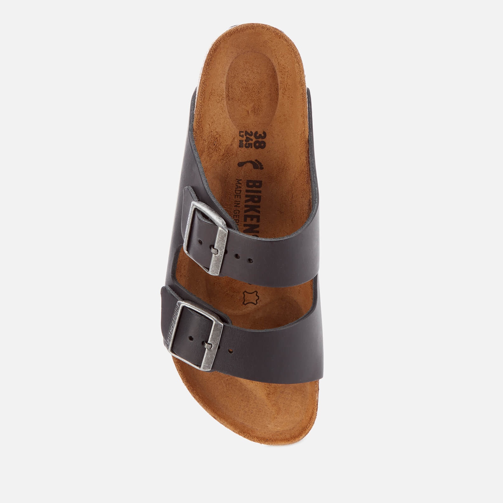 Birkenstock Women's Arizona Slim Fit Oiled Leather Double Strap Sandals - Black - 3