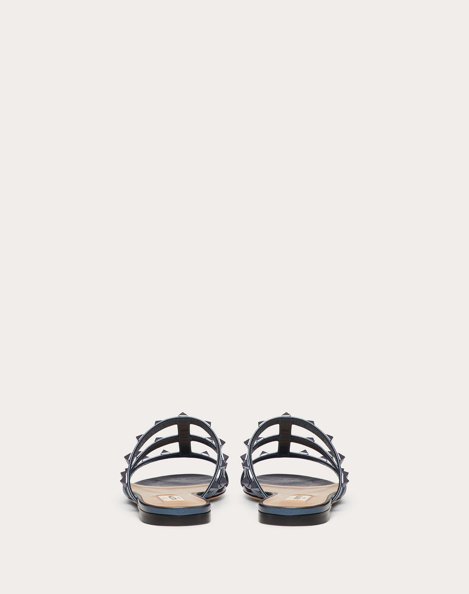 Rockstud Flat Metallic Nappa Slide Sandal - 3