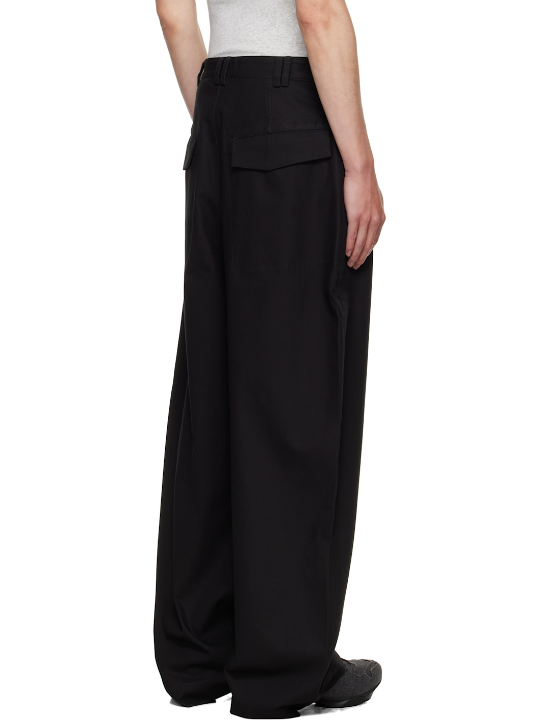 Black Wide Tailored Trousers - 3