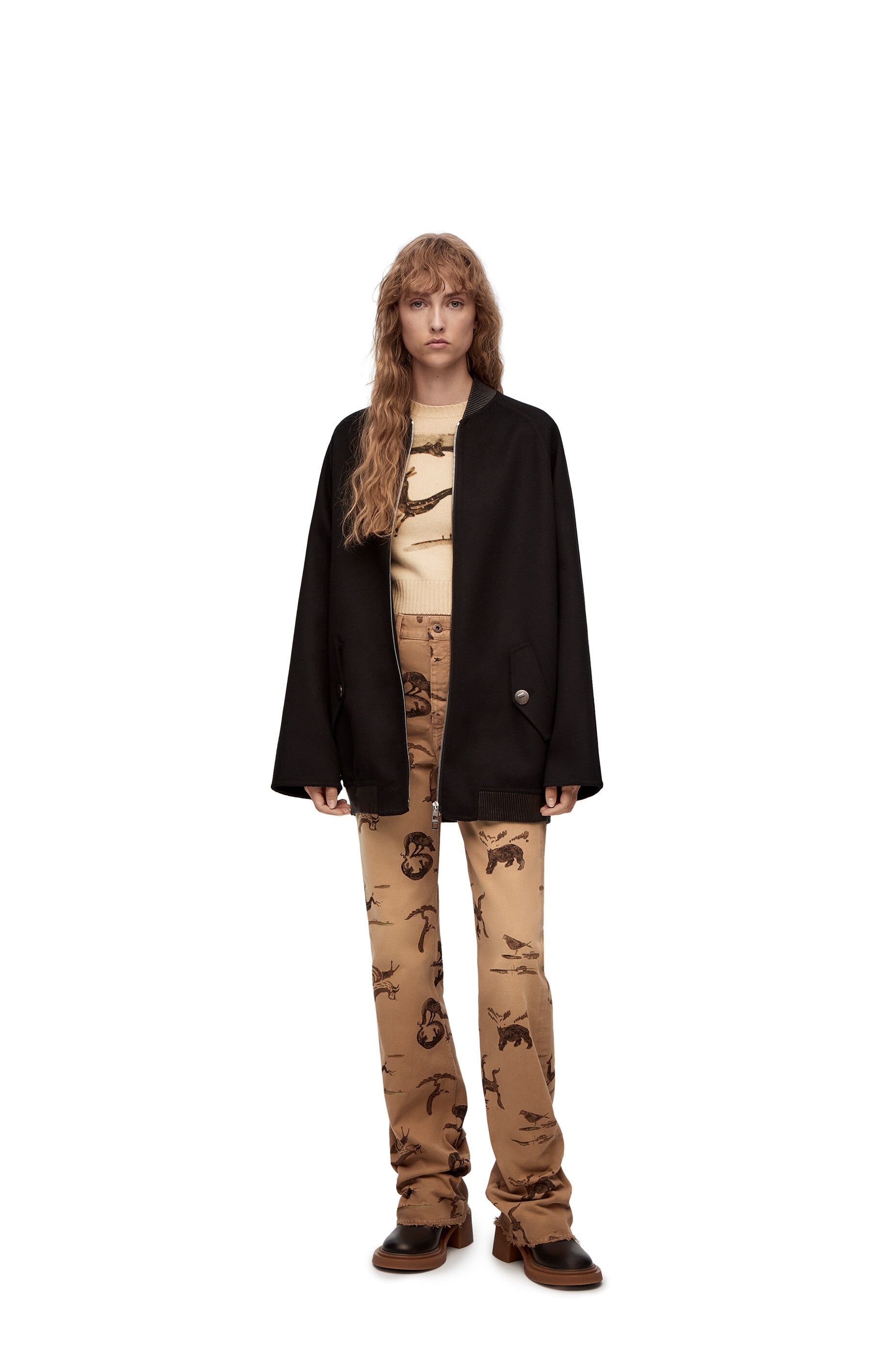 Deer cropped sweater in wool - 2