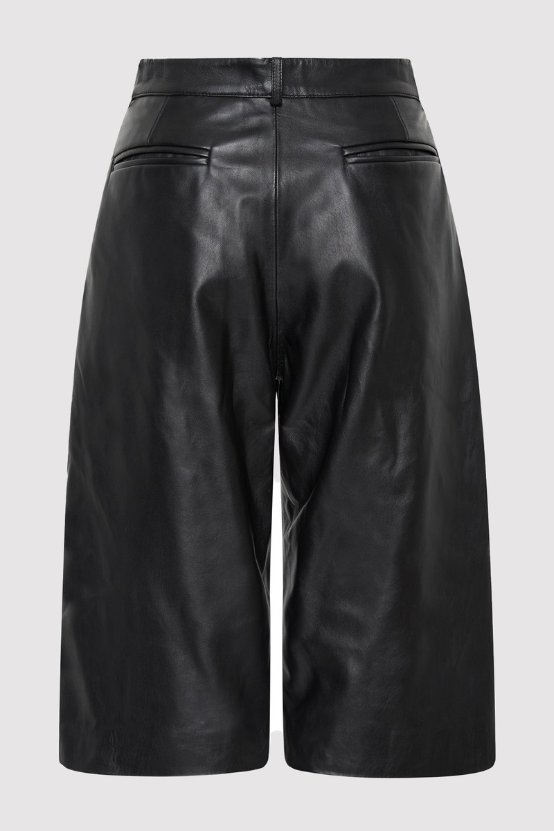 ST. AGNI Leather Bermuda Shorts - Black outlook