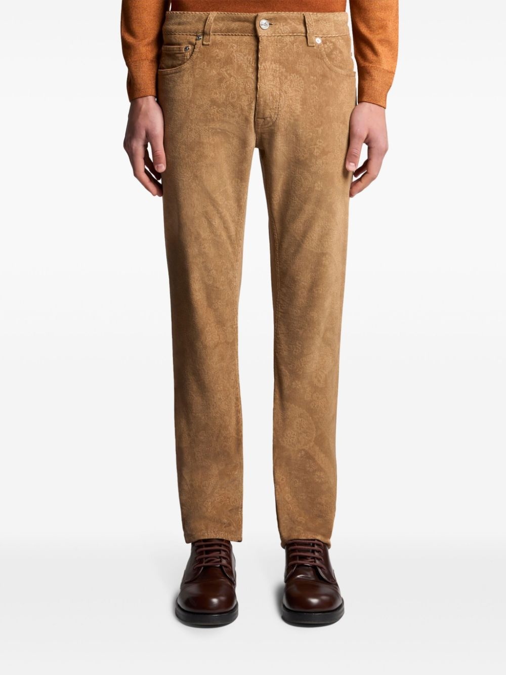 paisley-jacquard slim-cut trousers - 3
