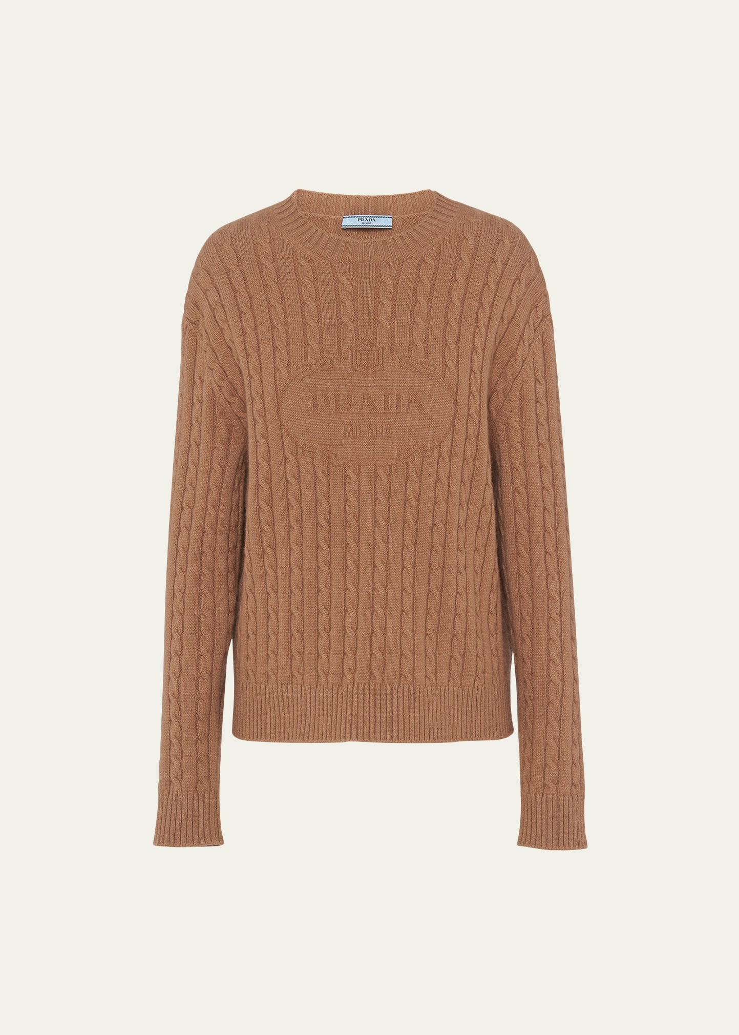 Embossed Logo Cable Cashmere Sweater - 1