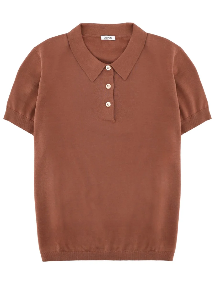 COTTON SILK AND LINEN BLEND POLO SHIRT - 1