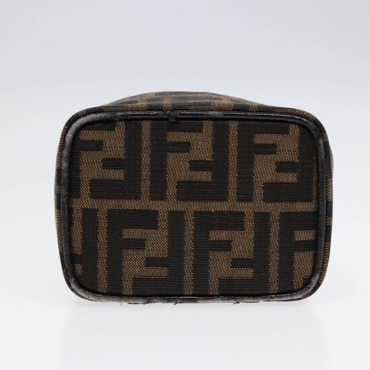 FENDI Zucca Canvas Vanity Hand Bag Brown Black Silver - 5