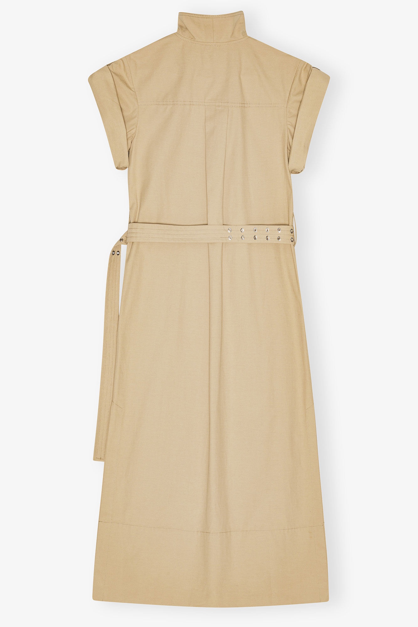 BEIGE STRETCH COTTON DRESS - 2