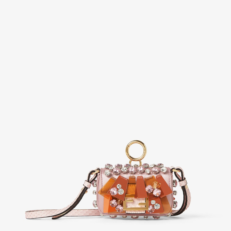 Nano Baguette Charm Pink satin charm with appliqués 1