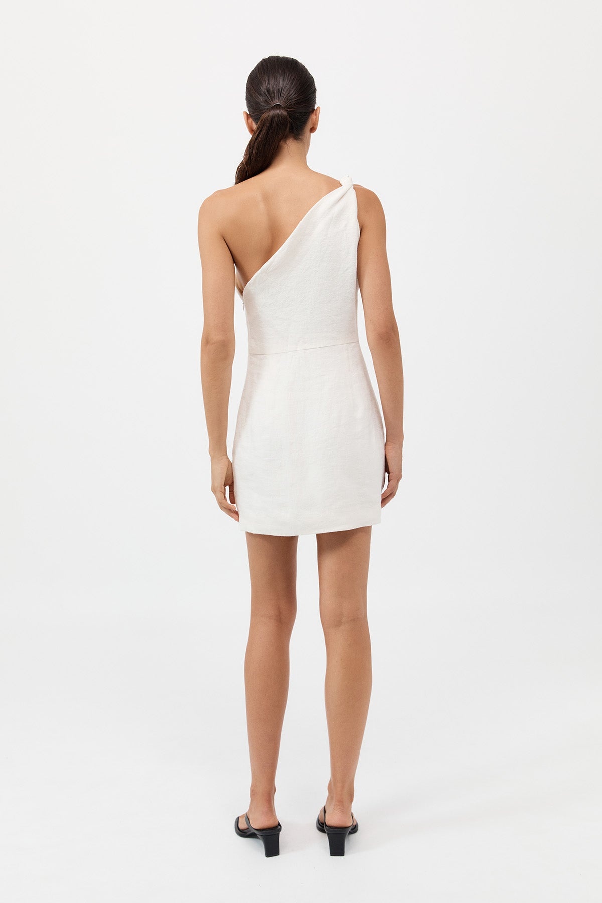 Twisted Linen Mini Dress - Ivory - 5