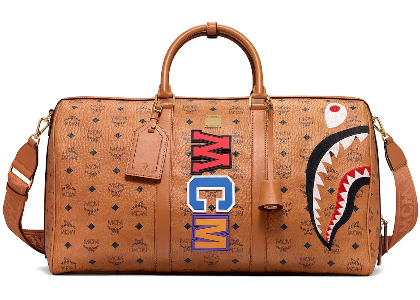 MCM x BAPE Shark Weekender Visetos Cognac - 1