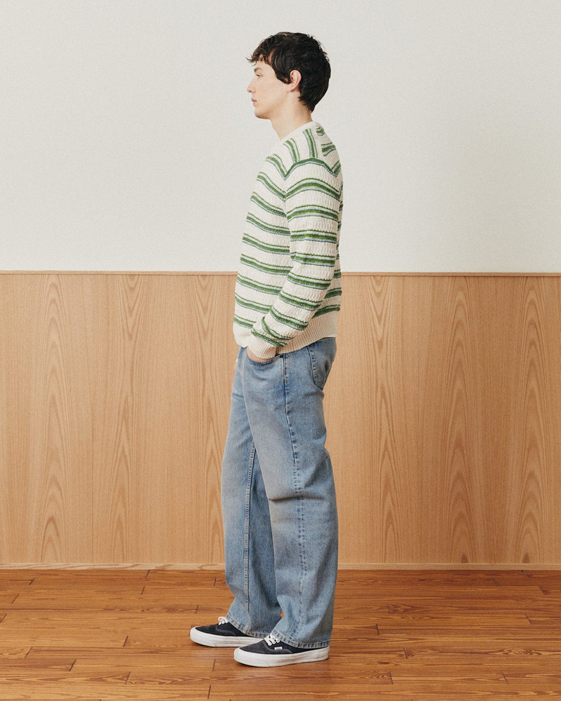 STRIPE LINEN SILK CREWNECK 4