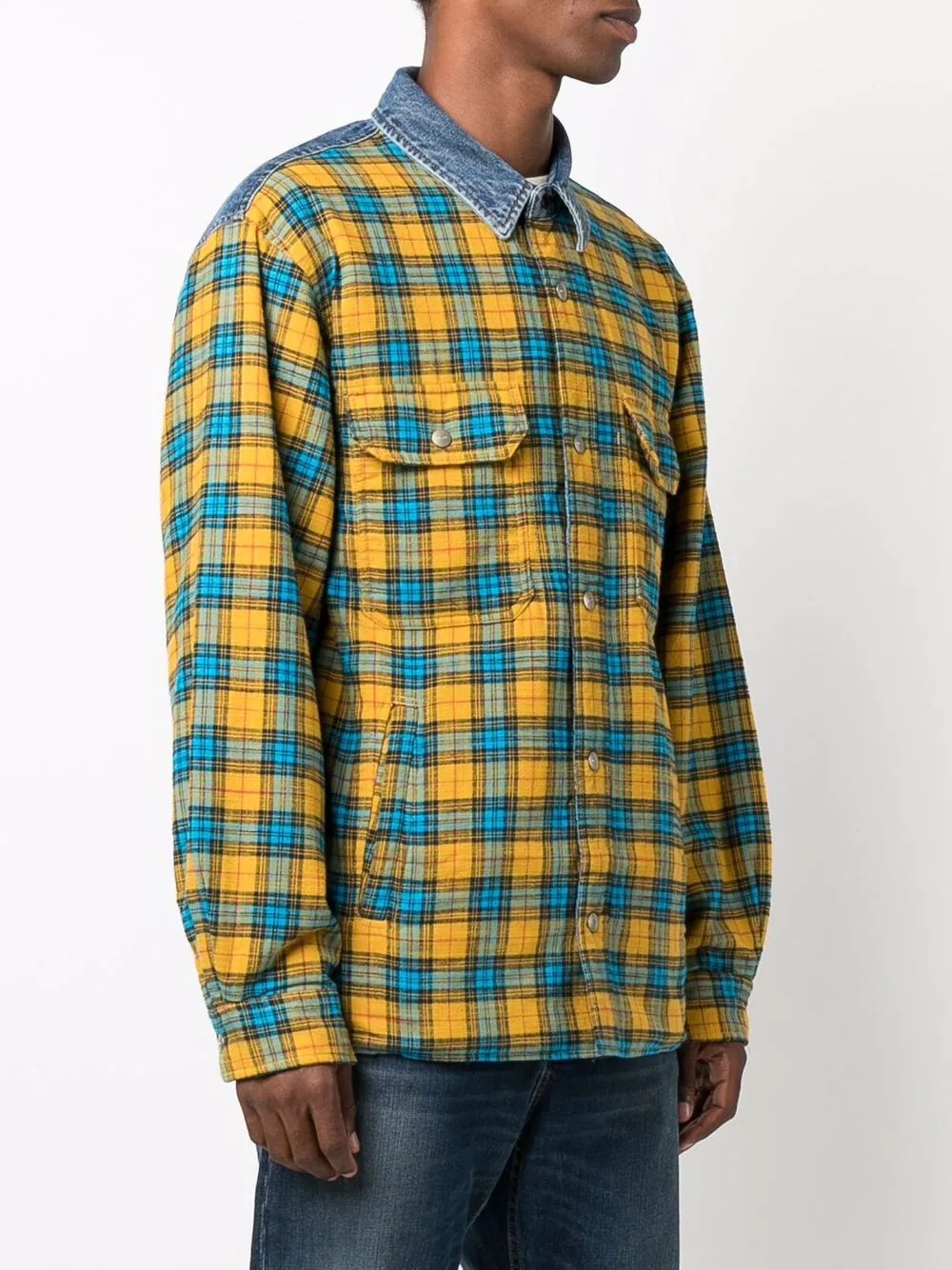 check-print flannel shirt - 3