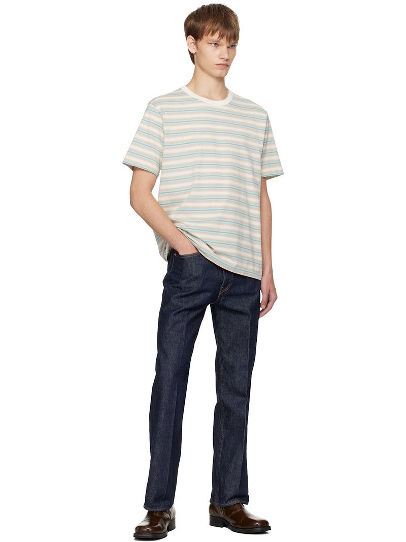 AURALEE Blue & Beige Gradient Stripe Jersey T-shirt outlook