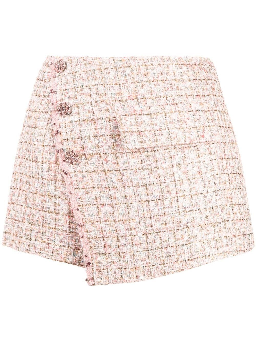 asymmetric tweed shorts - 1