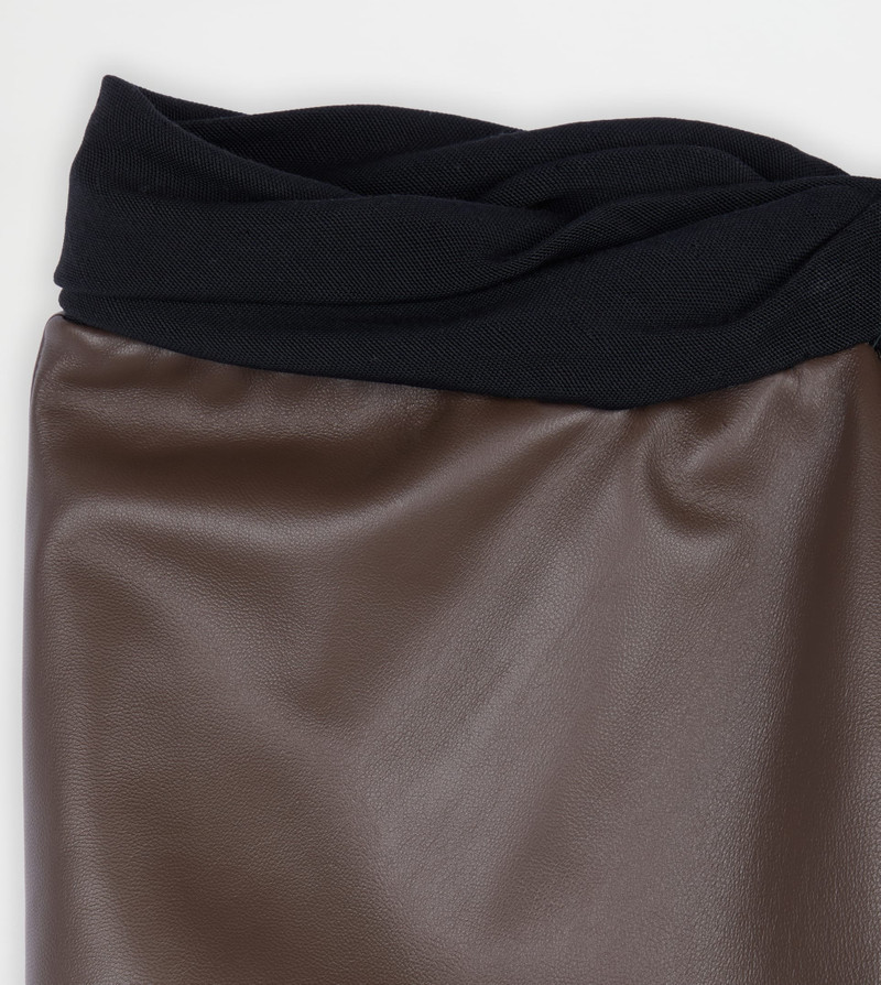 Tod's MIDI SKIRT IN LEATHER - BROWN outlook