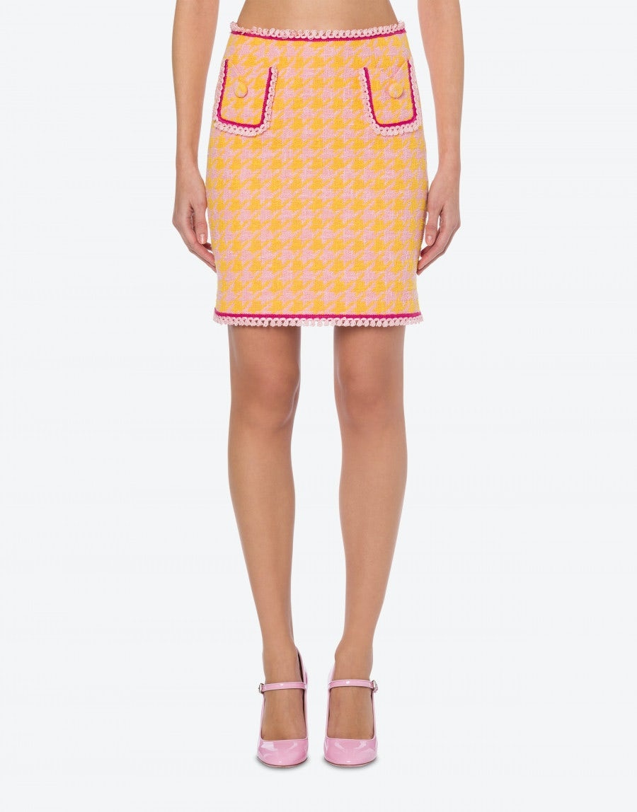 COTTON AND NYLON HOUNDSTOOTH SKIRT - 2