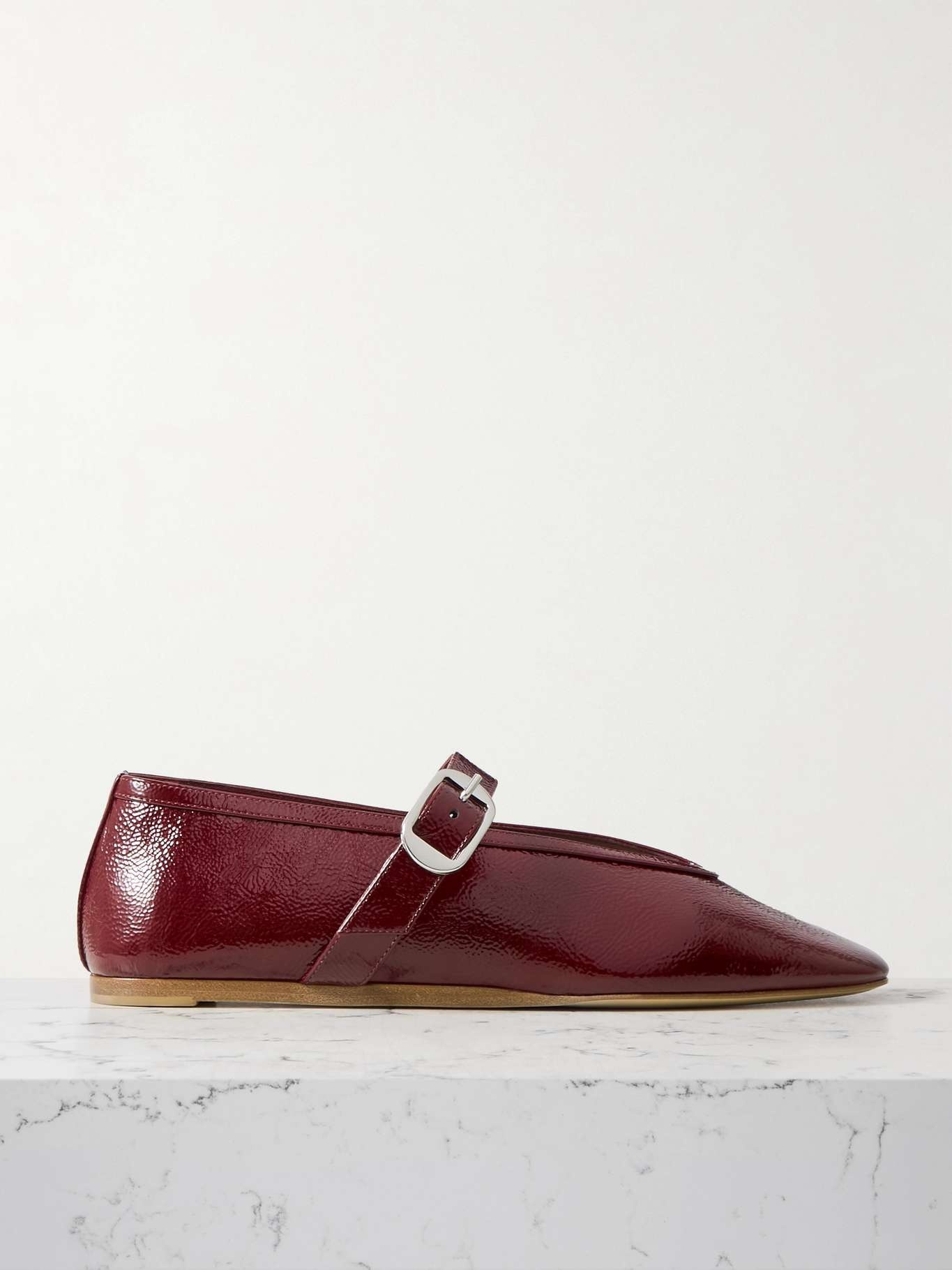Stella textured patent-leather Mary Jane ballet flats - 1