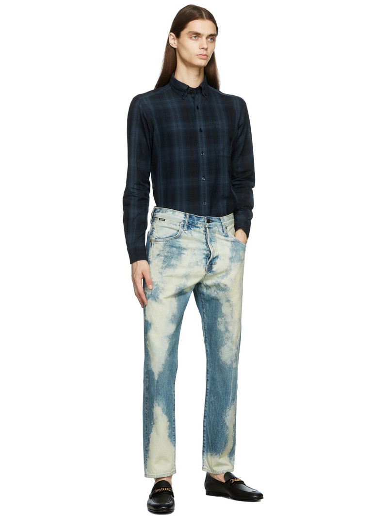 Blue Bleached Denim Jeans 4