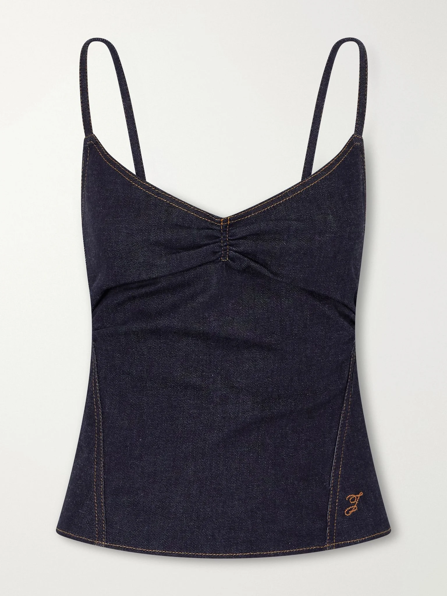 Le Haut De-Nimes cotton and cashmere-blend denim cami Navy - 1