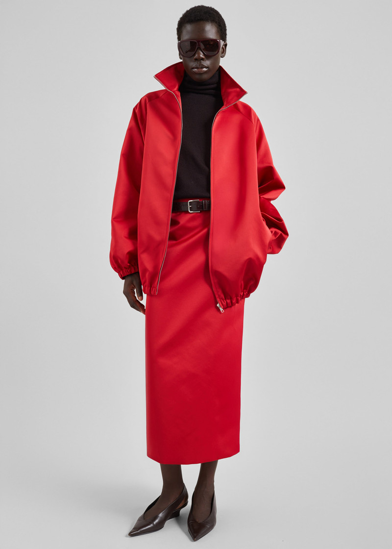 Alrose Satin Midi Skirt - Red 3