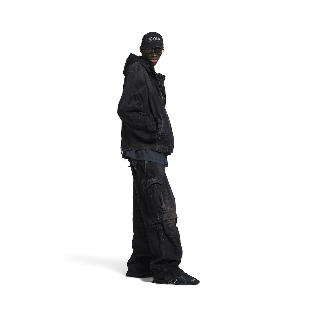 Men's Hooded Workwear Jacket in Black - 3