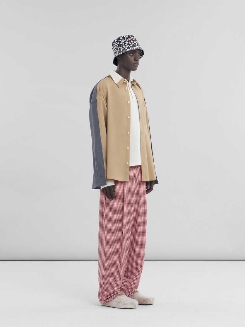 RED AND WHITE GINGHAM WOOL TROUSERS - 5