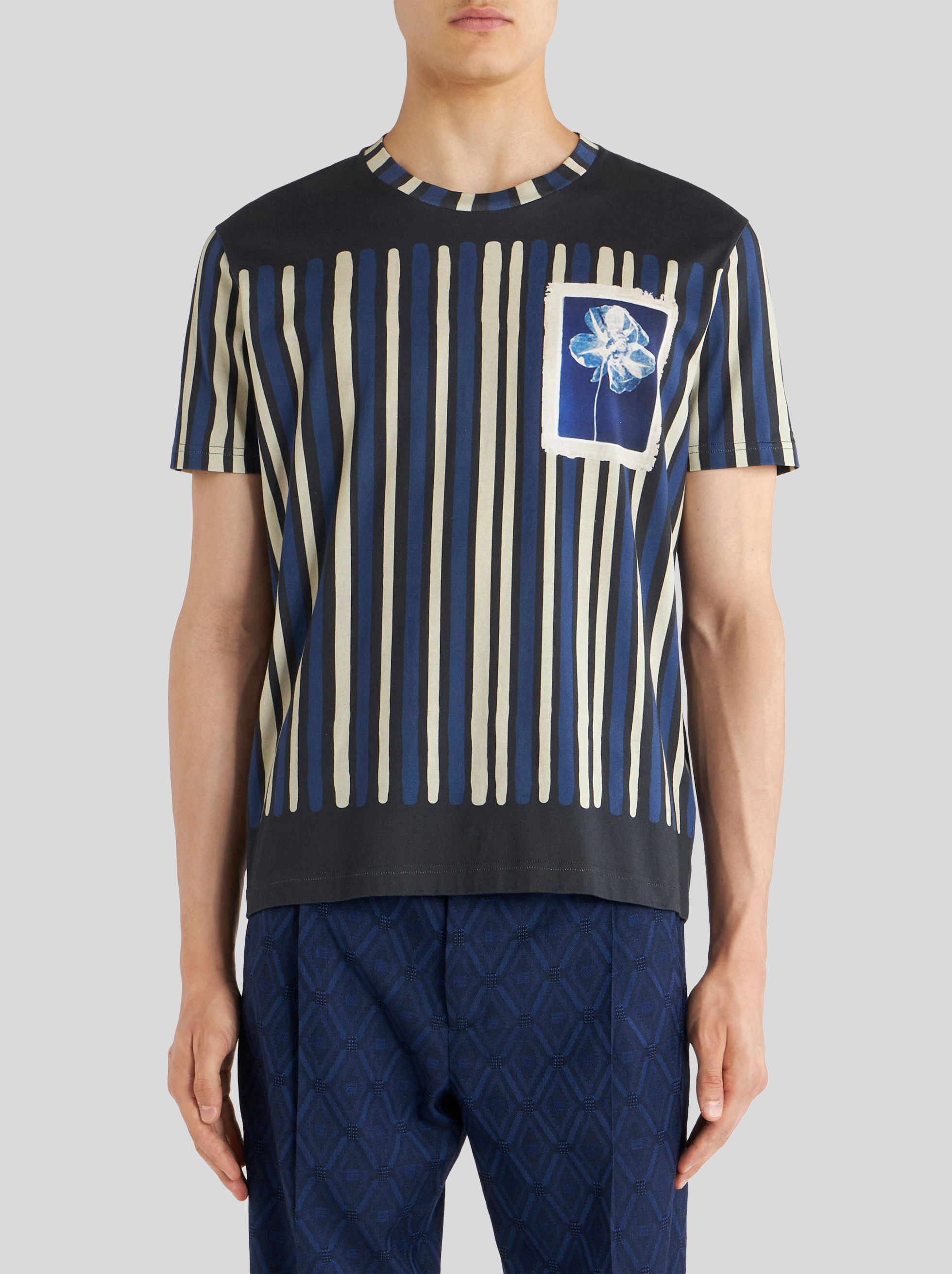 STRIPED T-SHIRT WITH PATCH - 2