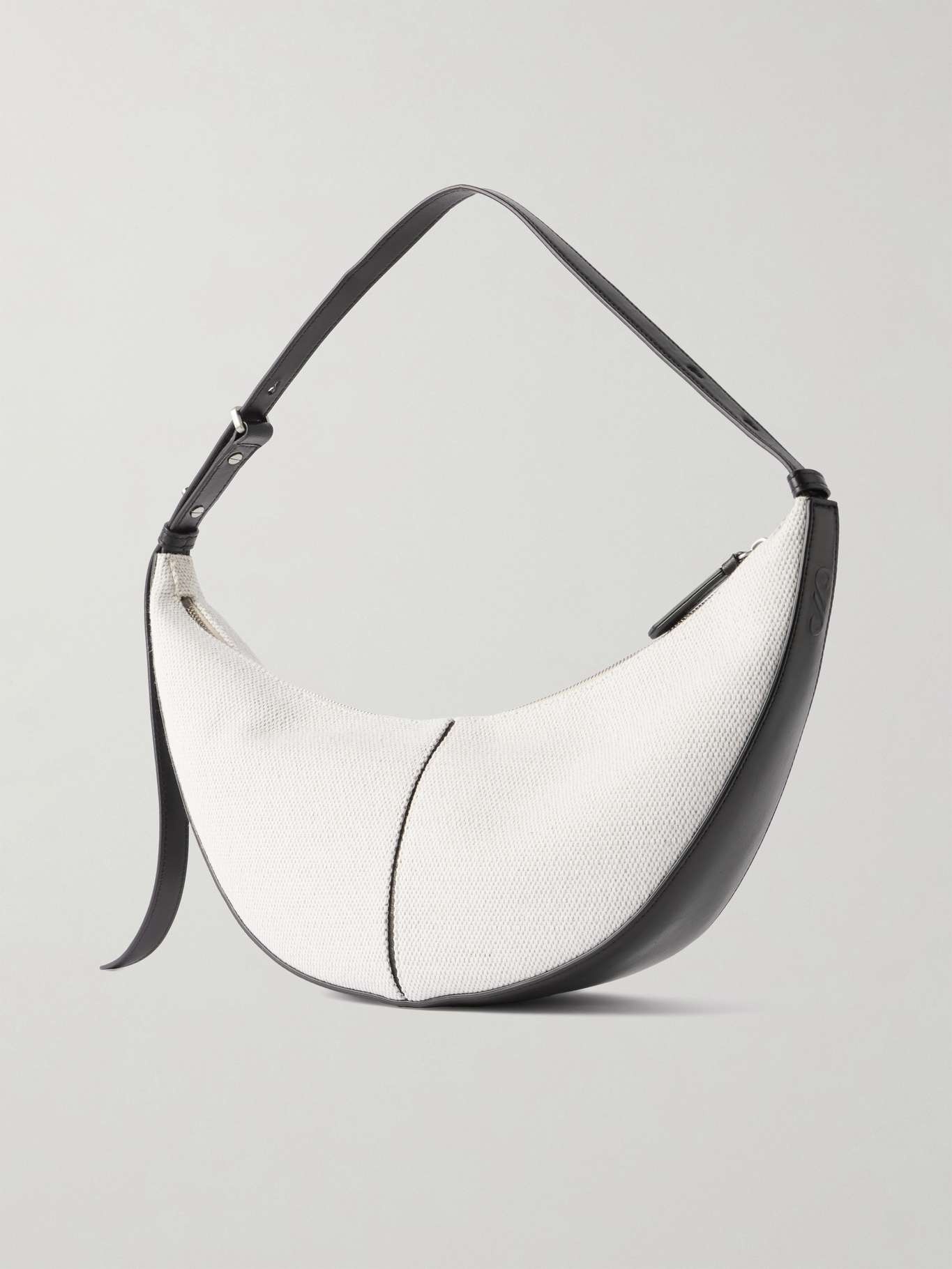 Slide leather and canvas shoulder bag - 3