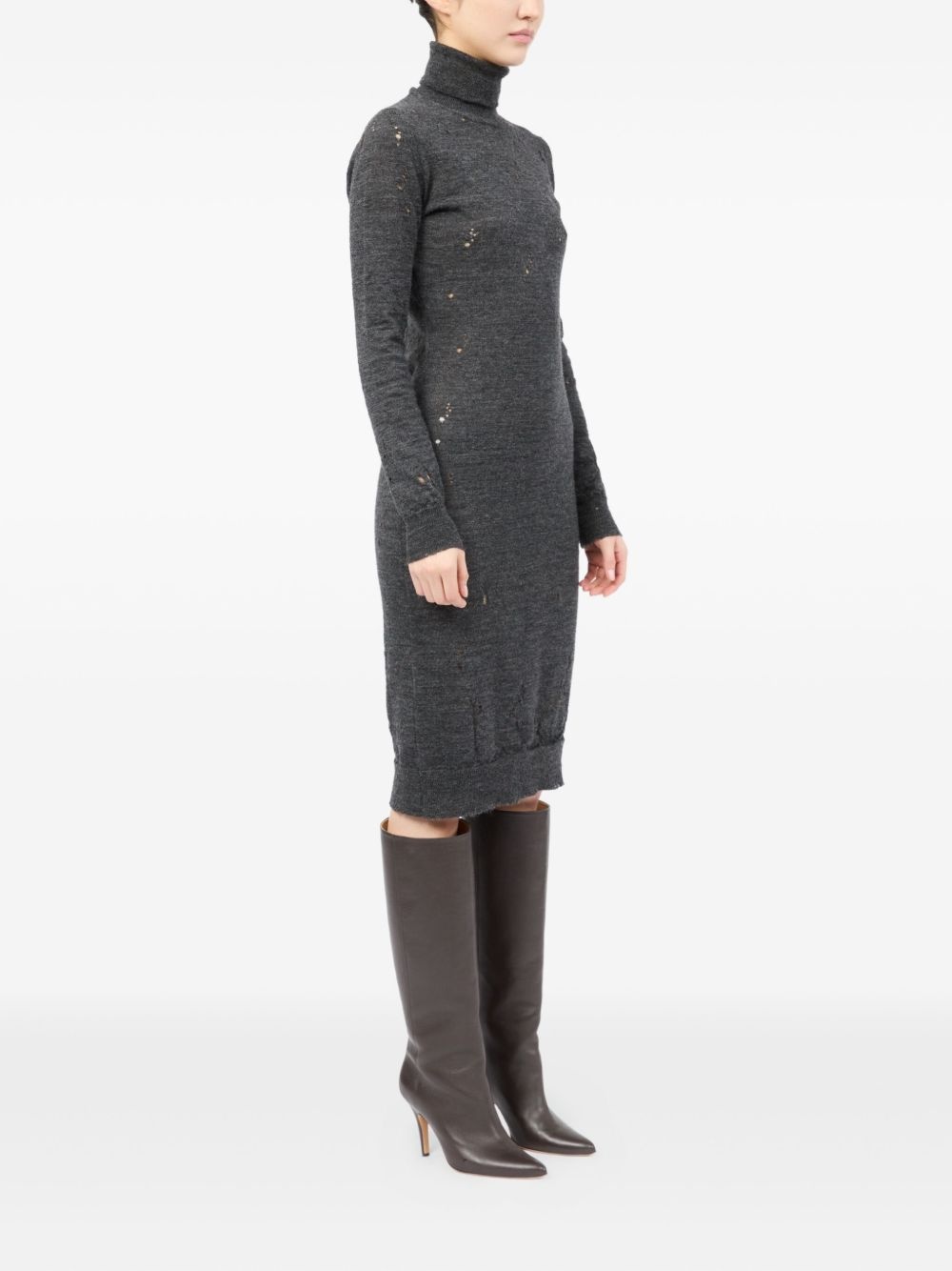 turtleneck ribbed dress - 3