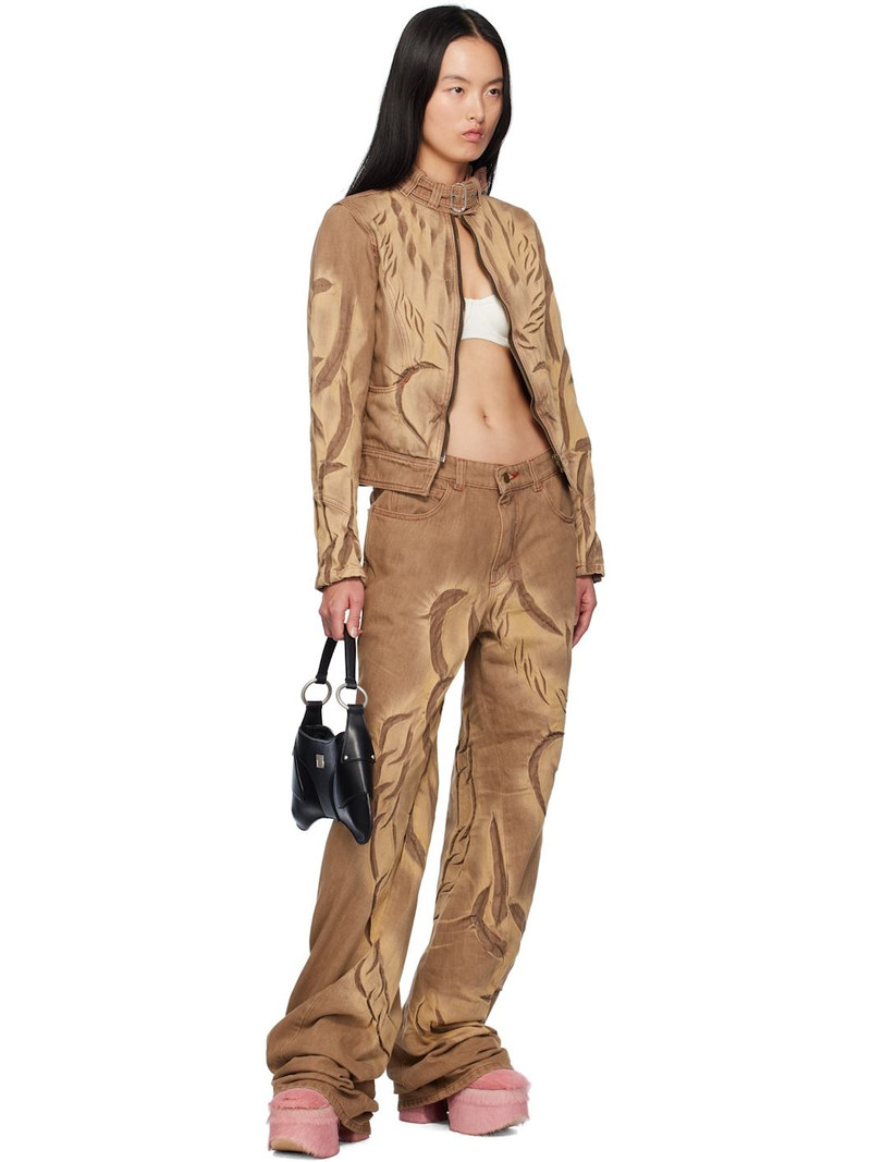 MASHA POPOVA SSENSE Exclusive Brown Chain Racing Denim Jacket outlook