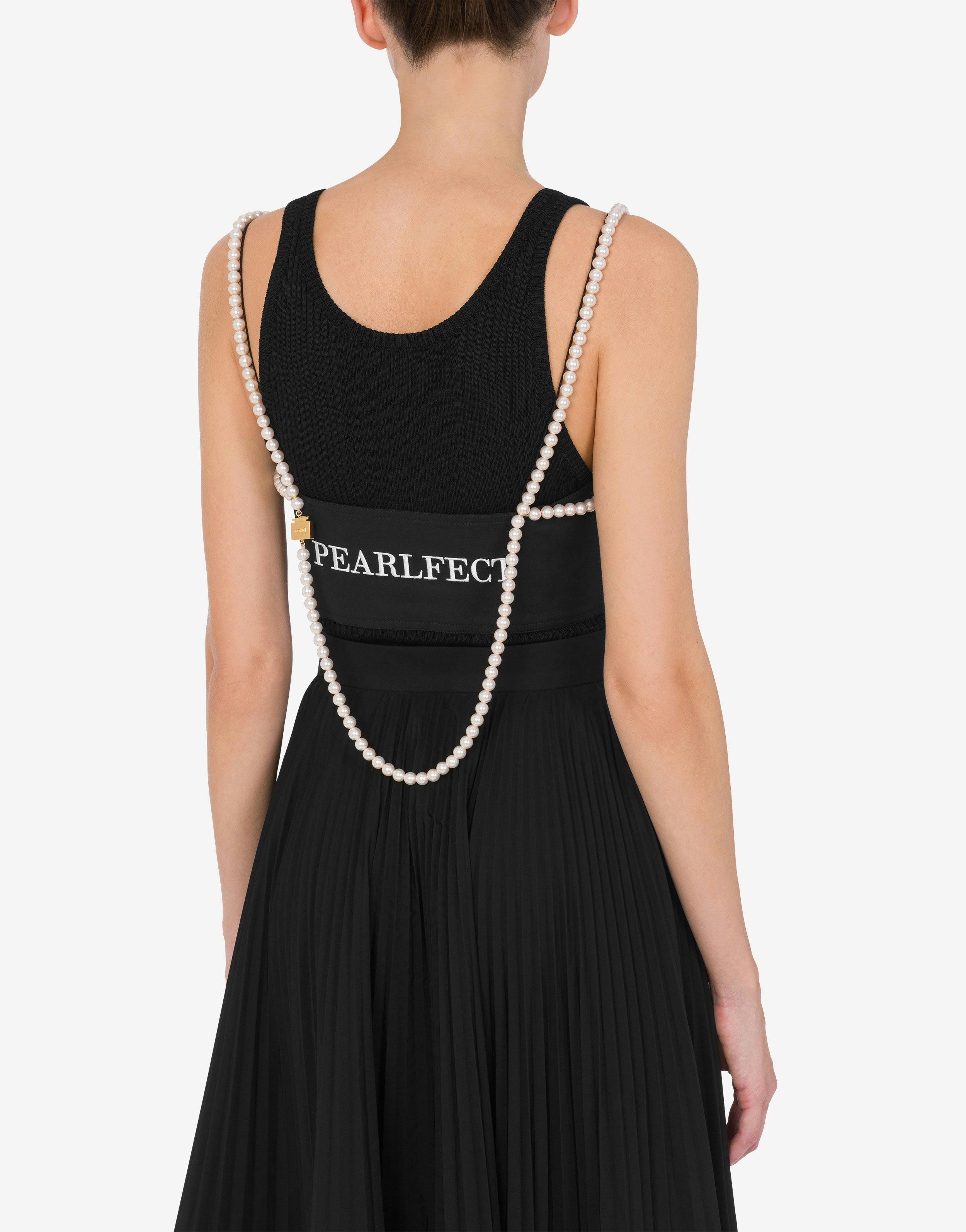 STRETCH POPLIN CROP TOP WITH PEARLS - 3