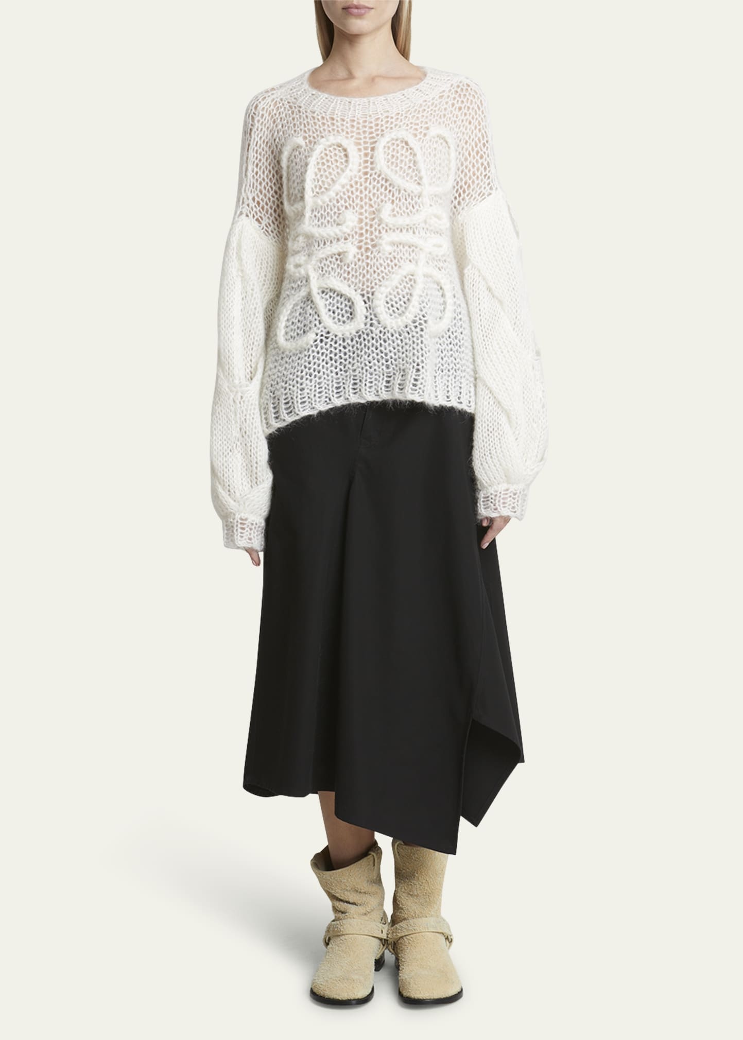 Anagram Cable-Knit Sleeve Sweater - 2