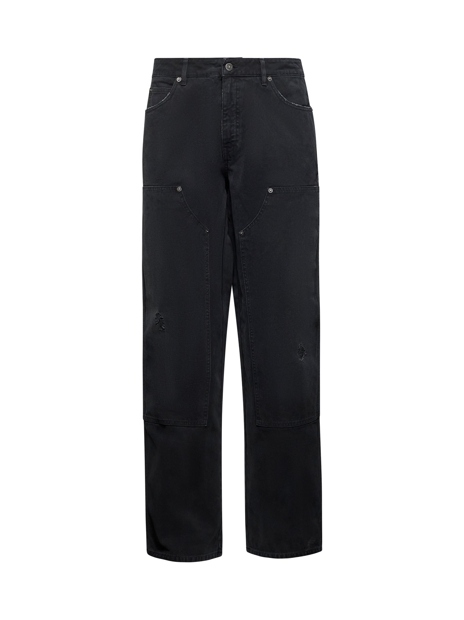 Black denim jeans with patches - 1