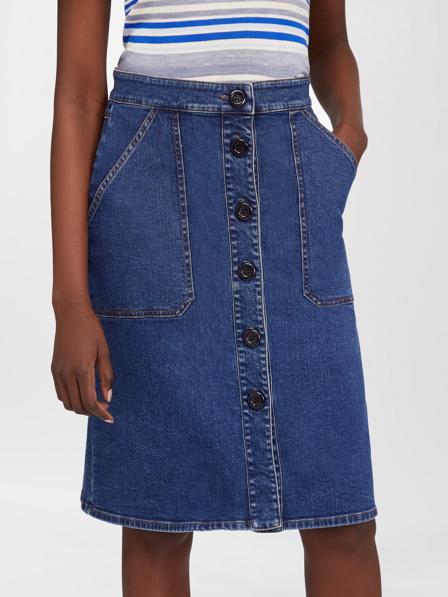 KNEE-LENGTH DENIM WHO SKIRT - 2