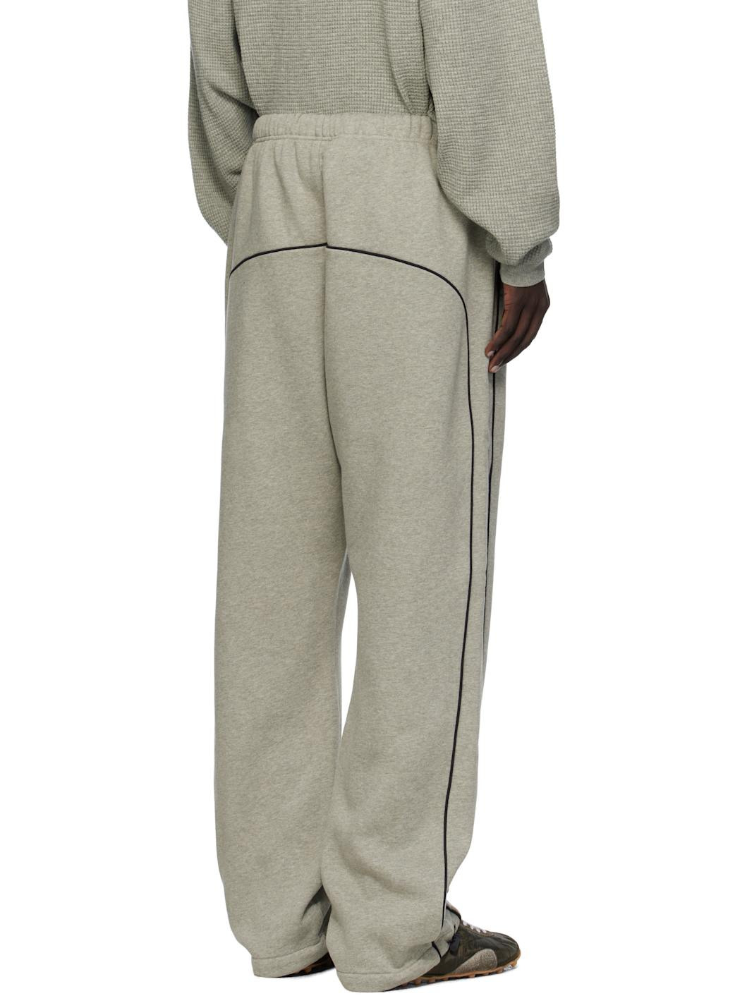Gray Relaxed Fleece Piping Sweatpants - 3
