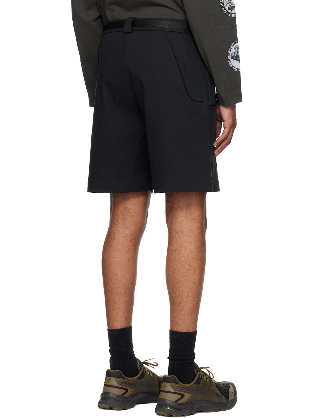 Black Buckle Chino Shorts - 3