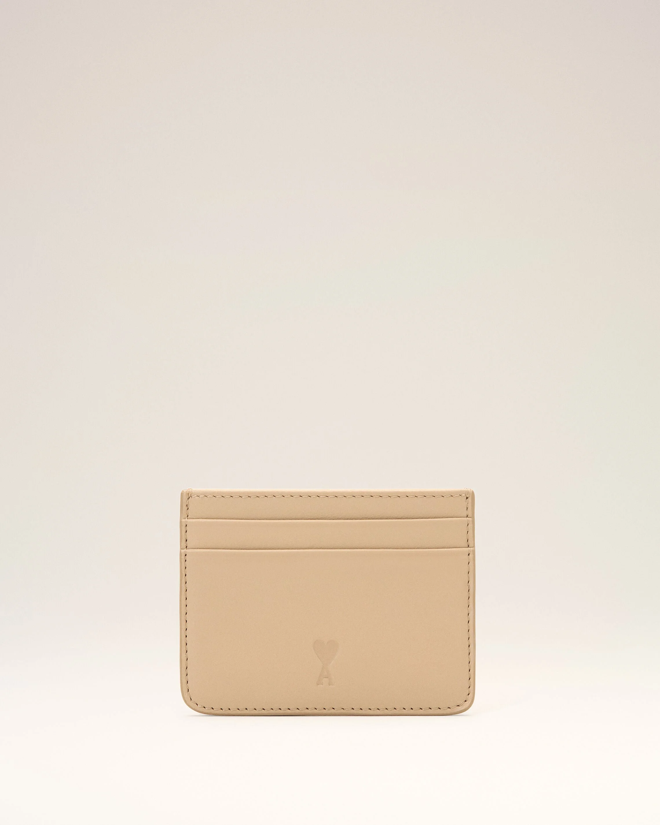 BEIGE COWHIDE LEATHER CARD HOLDER WITH AMI DE COEUR - 1