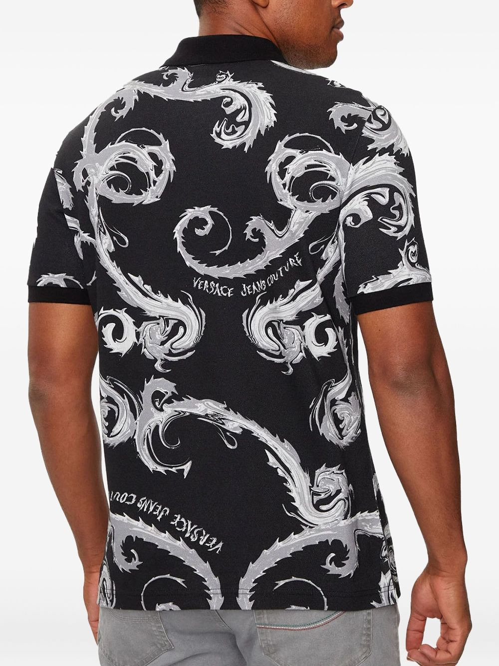 Barocco print polo shirt - 2