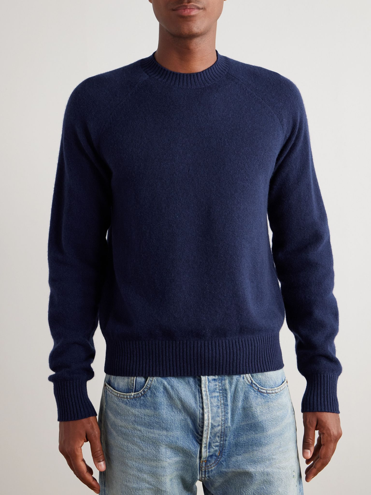 Wool and Cashmere-Blend Sweater Blue - 3