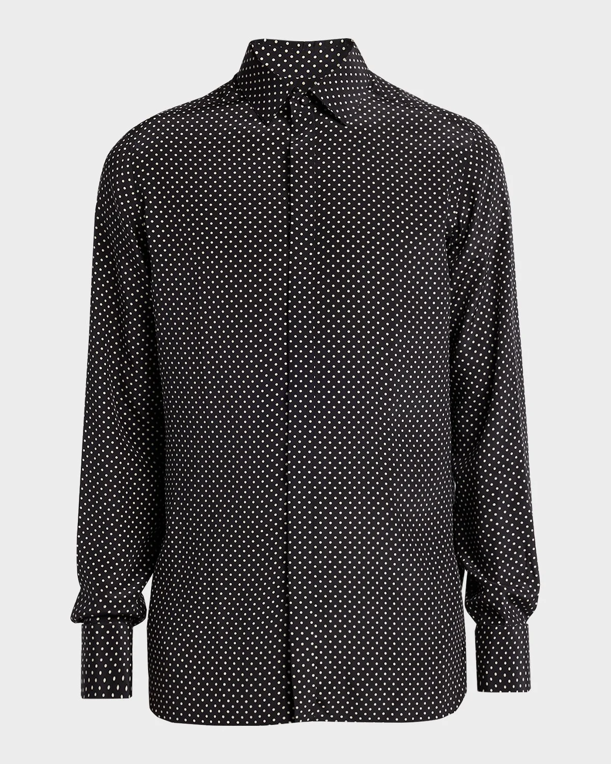 Men's Lyocell Polka Dot French Cuff Sport Shirt - 1