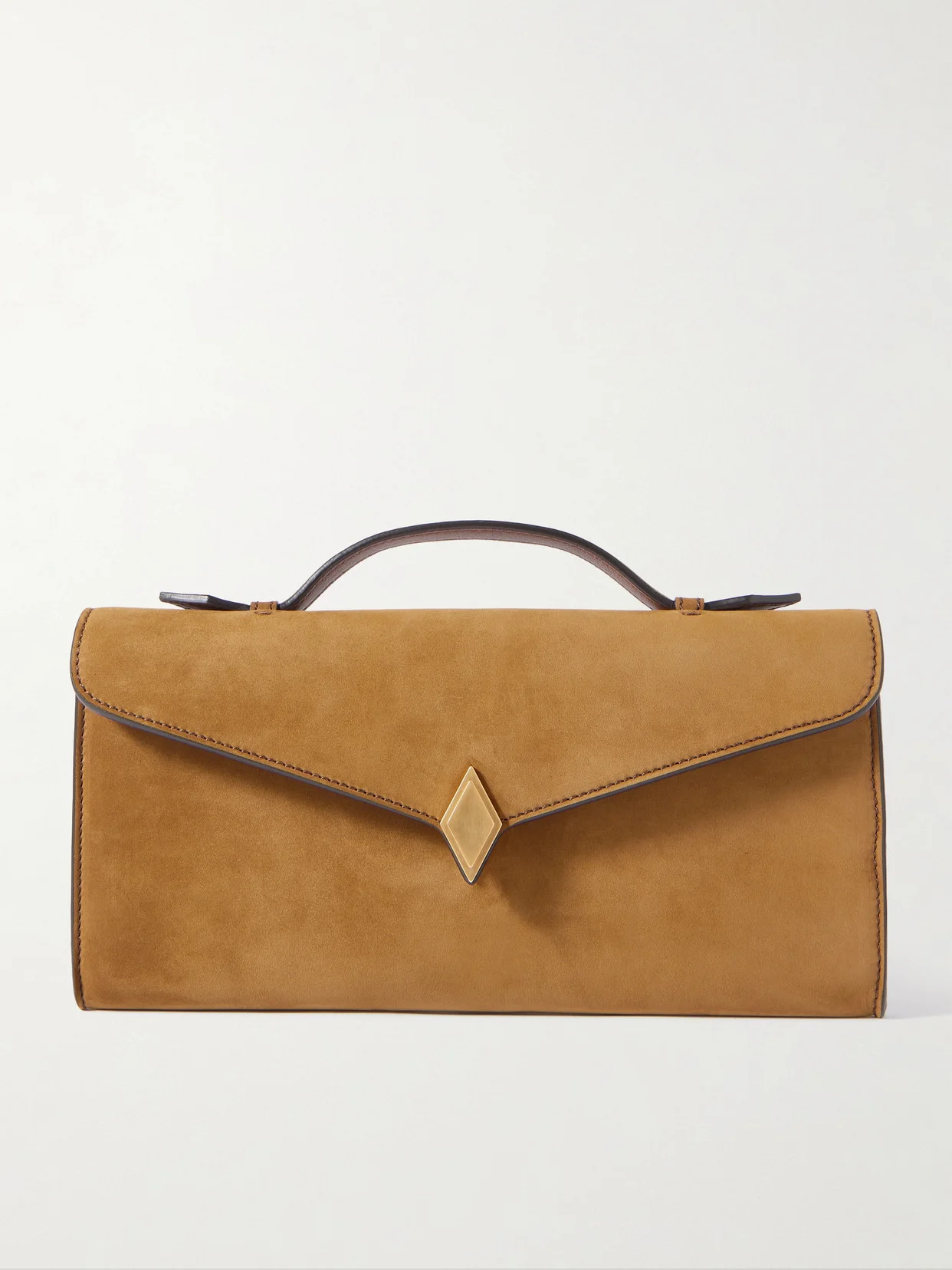 Edge Embellished Suede Clutch - 1