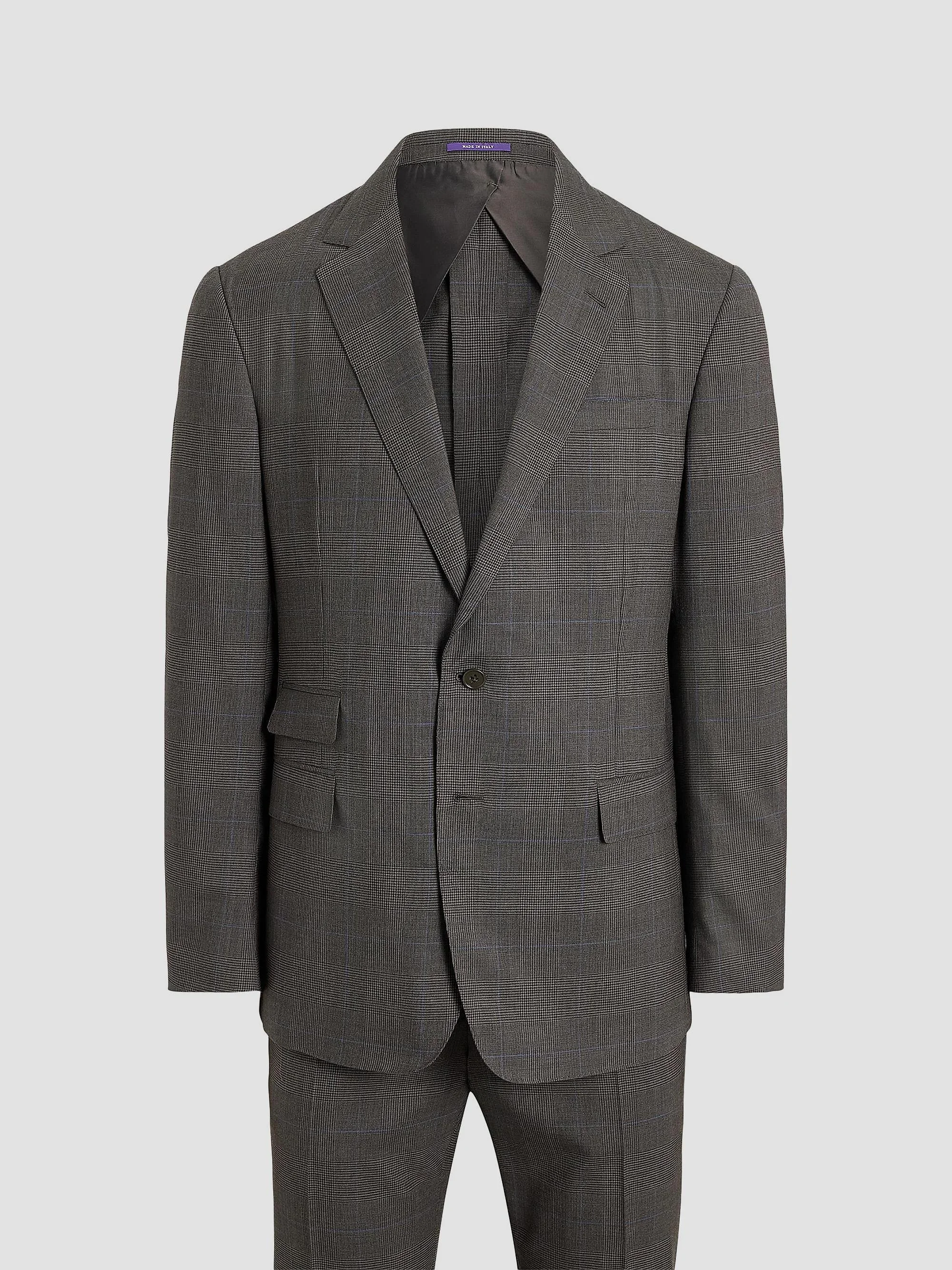 Men's Glen Check Wool Single-Breasted Suit - Brown - 1