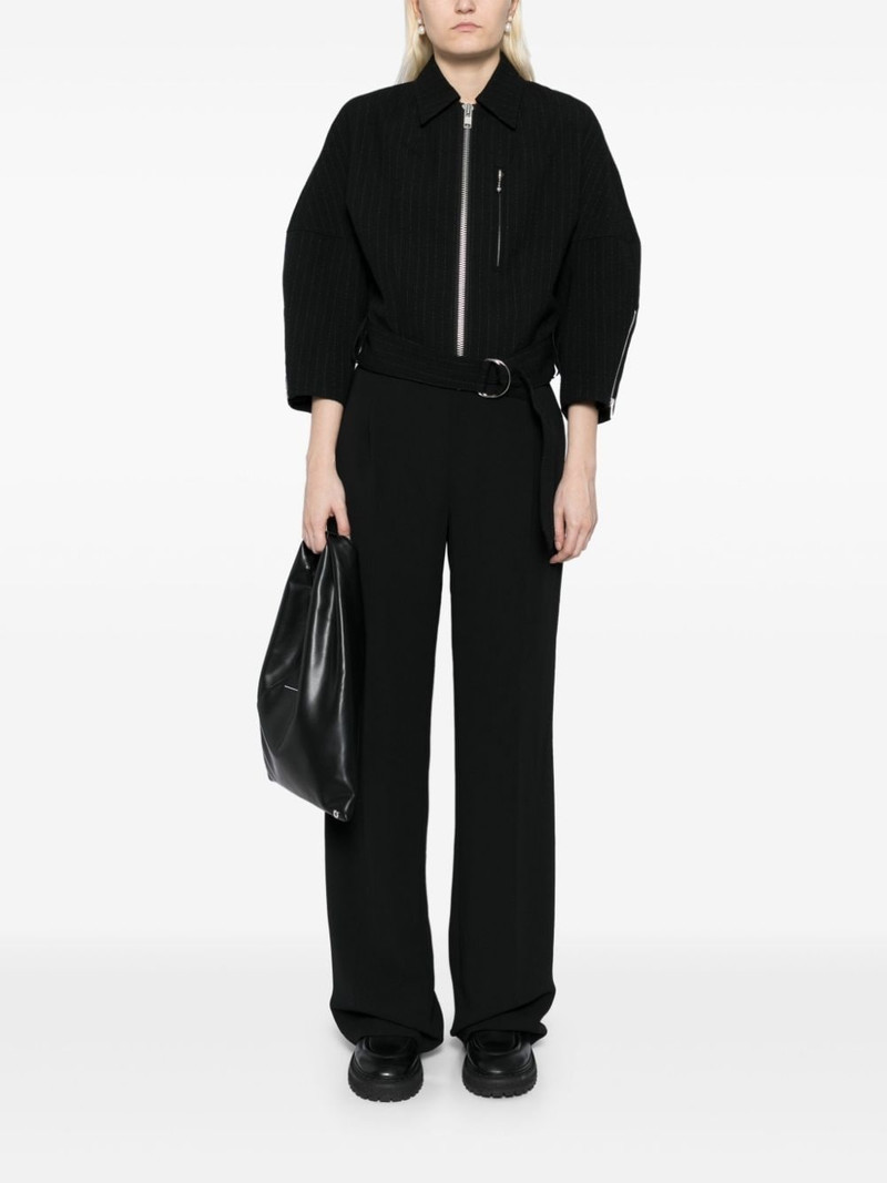 Y's striped zip-up jacket outlook