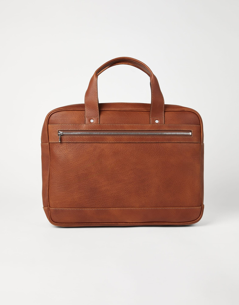 Brunello Cucinelli Grained calfskin briefcase with zipper outlook