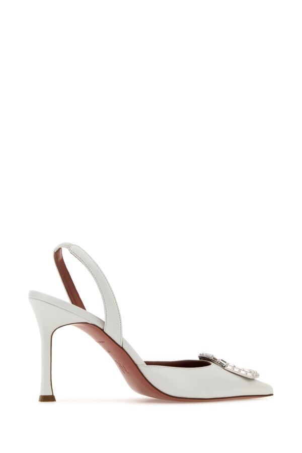 White nappa leather Camelia pumps - 3